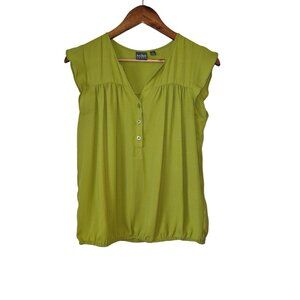 Soho NYC Jeans Popover Cap Sleeve Blouse Women Size XS Gathered Hem